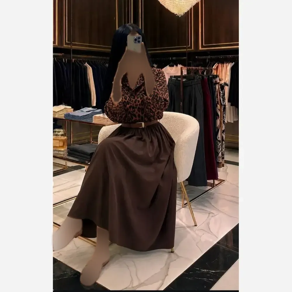 ست شومیز دامن لنین صوفیا پلنگی سایز 1 و 2