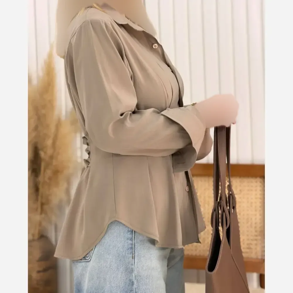 شومیز زنانه مدل آلبورا جنس لنین با کیفیت فری سایز
