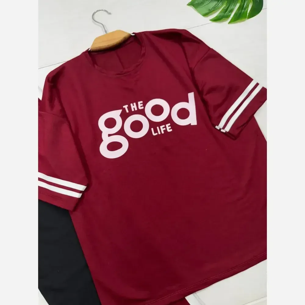 ست تیشرت و شلوار پنبه گلکسی زنانه مدل good سایز فری 38 تا 46