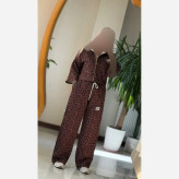 ست سویشرت شلوار پلنگی زنانه جنس مازراتی رنگ قهوه ای سایز فری سایز 38 تا 46