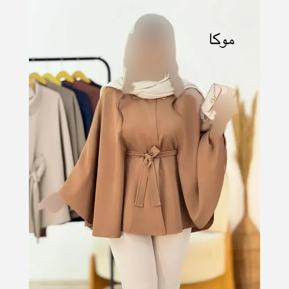 مدل زیبا مازراتی فری 36/52 کرم موکا قد 68 سانت یقه دکمه دار کمربند چرم