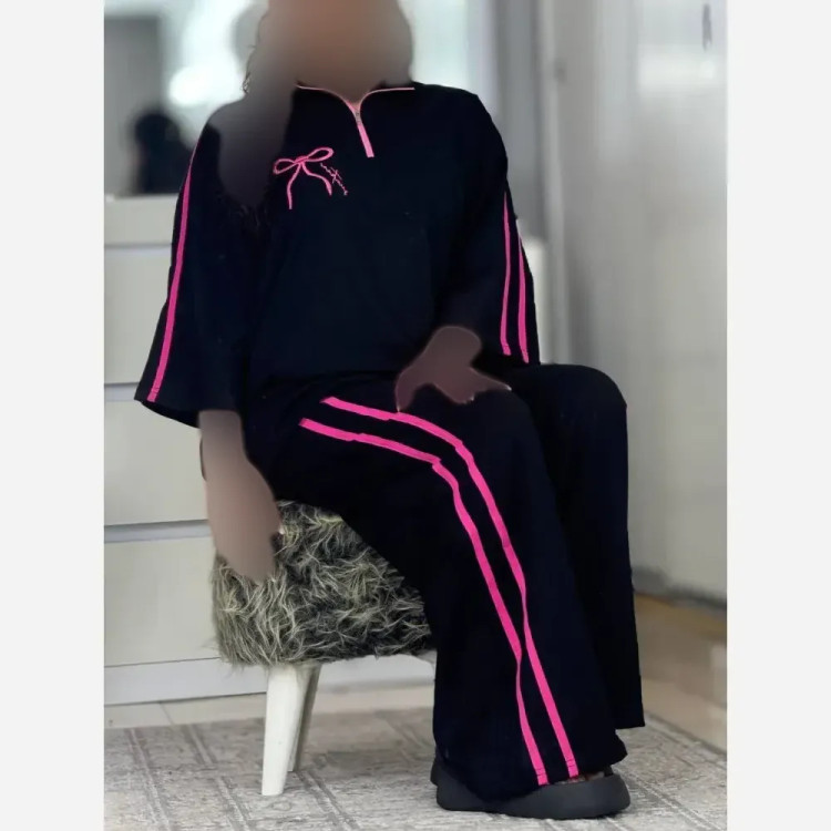 ست تیشرت و شلوار زنانه ژاله جنس پنبه گلکسی سایز فری 38 تا 46