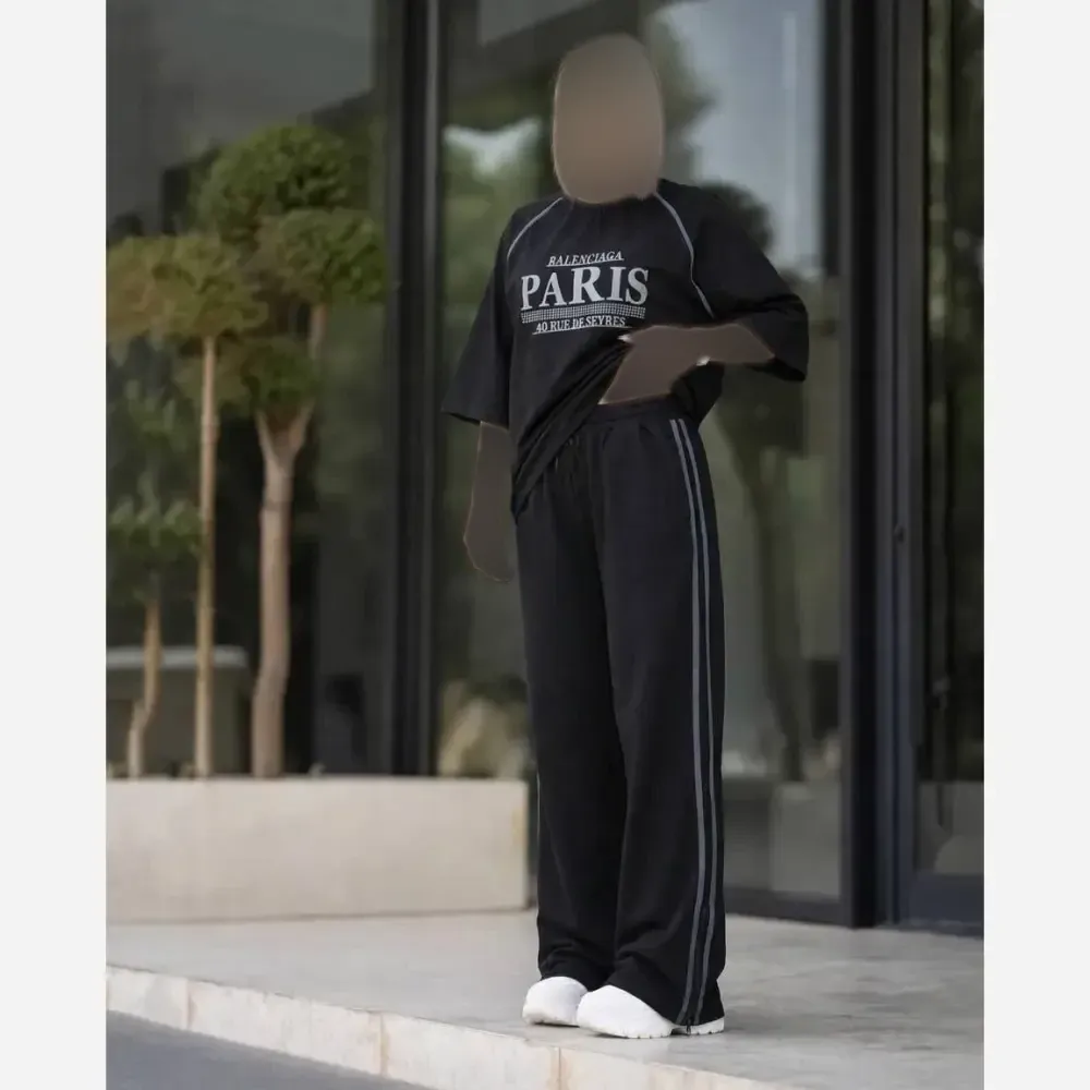 ست لباس زنانه مدل paris جنس شانتون کبریتی رنگ مشکی سایز فری 38 تا 46
