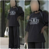 ست لباس زنانه مدل paris جنس شانتون کبریتی رنگ مشکی سایز فری 38 تا 46