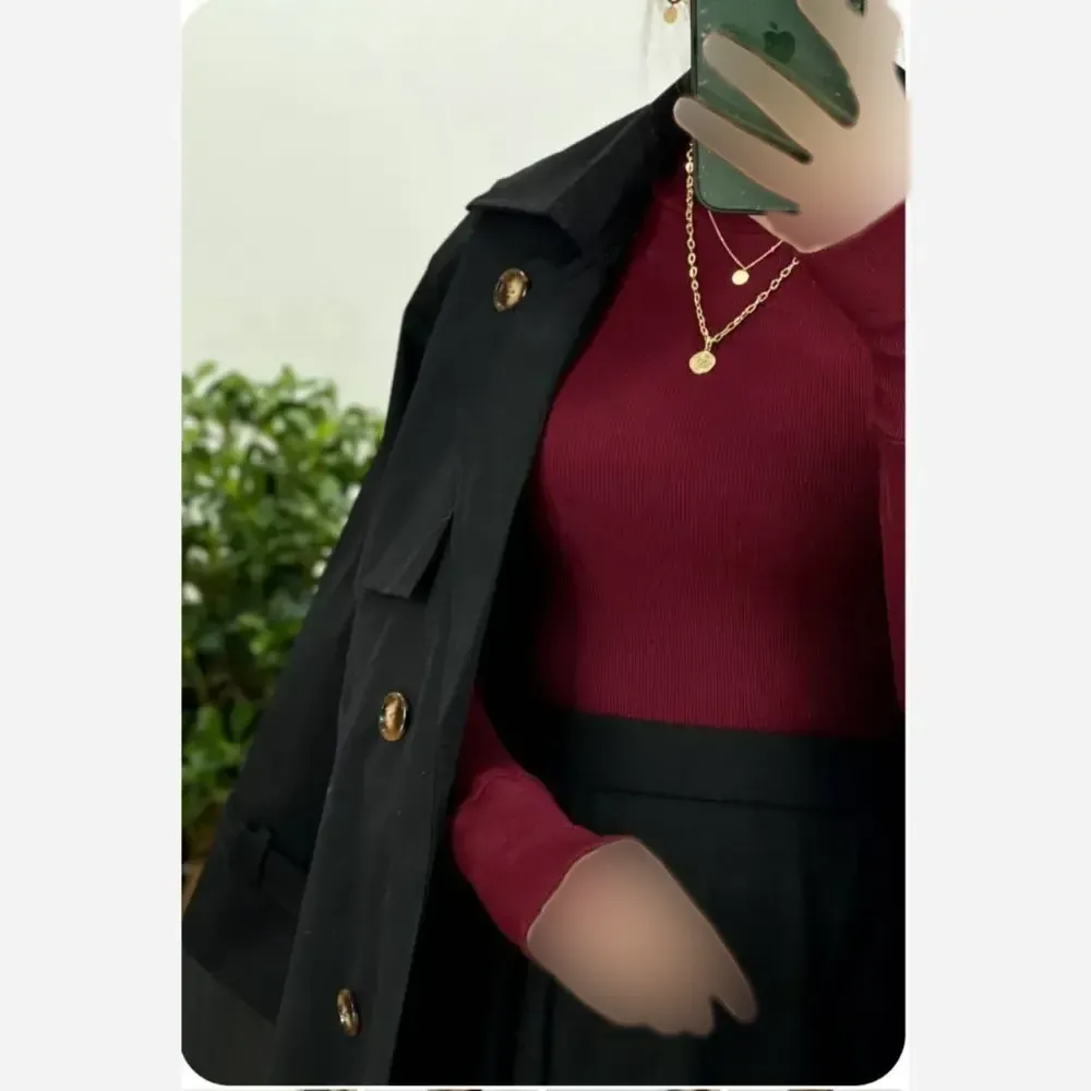 بادی زنانه یقه گرد جنس فانریپ کش رنگ مشکی و زرشکی سایز 38 تا 44