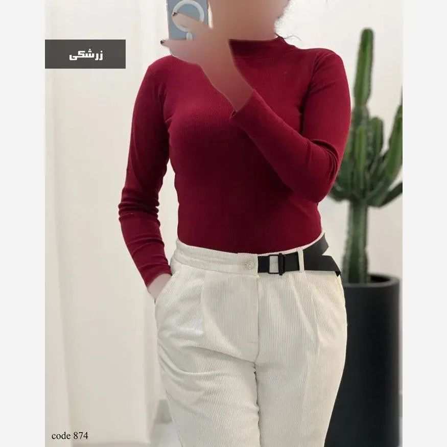 بادی زنانه یقه گرد جنس فانریپ کش رنگ مشکی و زرشکی سایز 38 تا 44