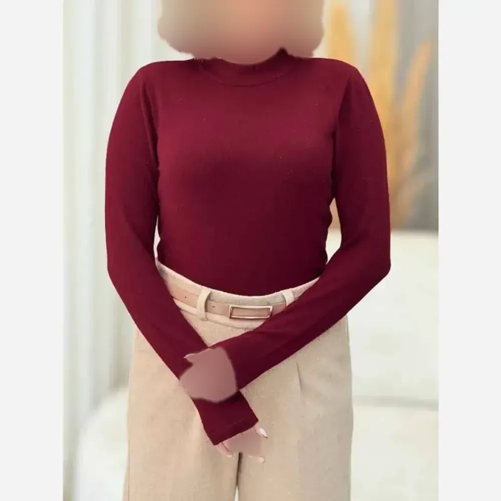 بادی زنانه یقه گرد جنس فانریپ کش رنگ مشکی و زرشکی سایز 38 تا 44