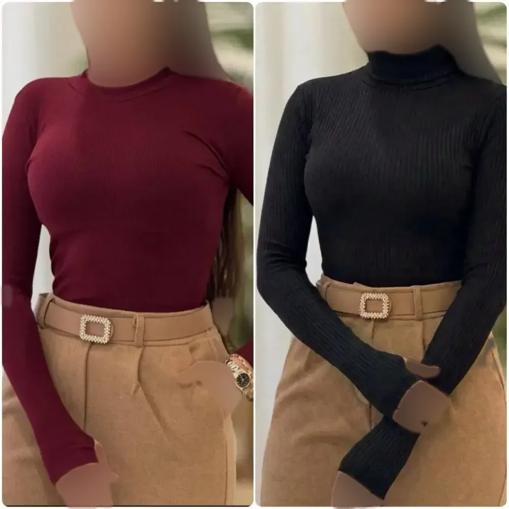 بادی زنانه یقه گرد جنس فانریپ کش رنگ مشکی و زرشکی سایز 38 تا 44