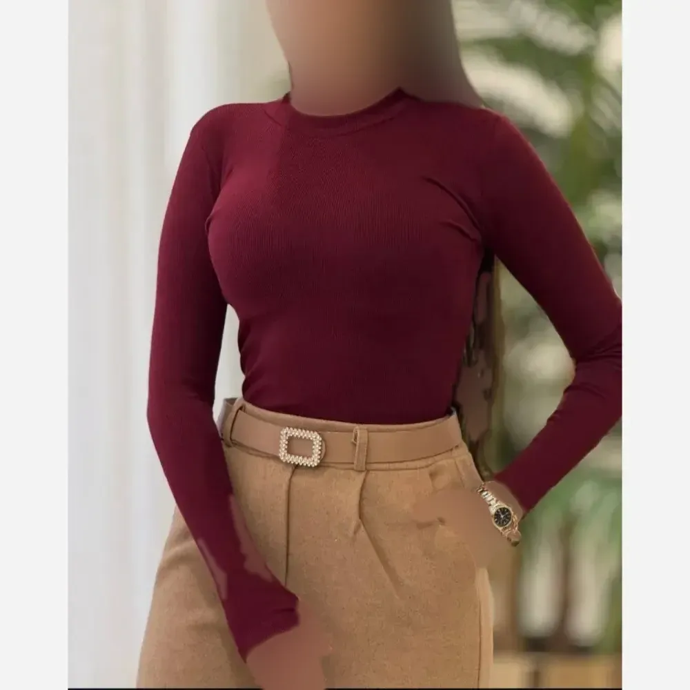 بادی زنانه یقه گرد جنس فانریپ کش رنگ مشکی و زرشکی سایز 38 تا 44