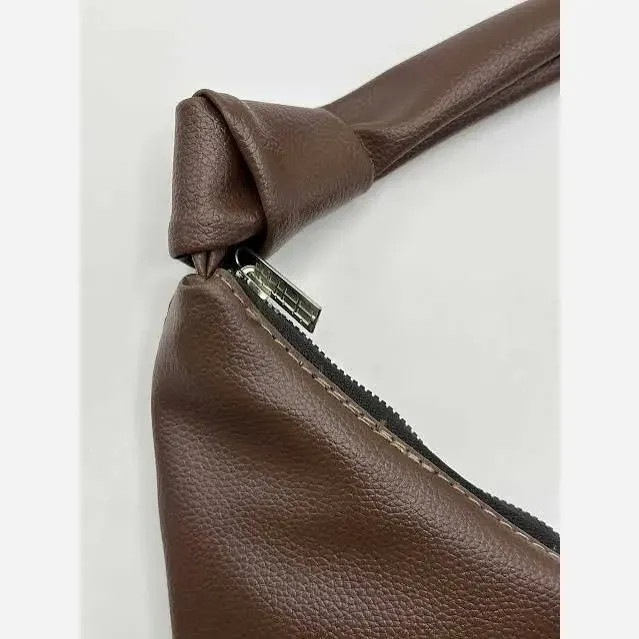 کیف چرمی بند گره ای زنانه مشکی موکا سایز آزاد