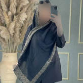 شال پلنگی مشکی پلیسه ریز مجلسی سایز 180 در 70 سانت
