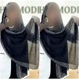 شال پلنگی مشکی پلیسه ریز مجلسی سایز 180 در 70 سانت