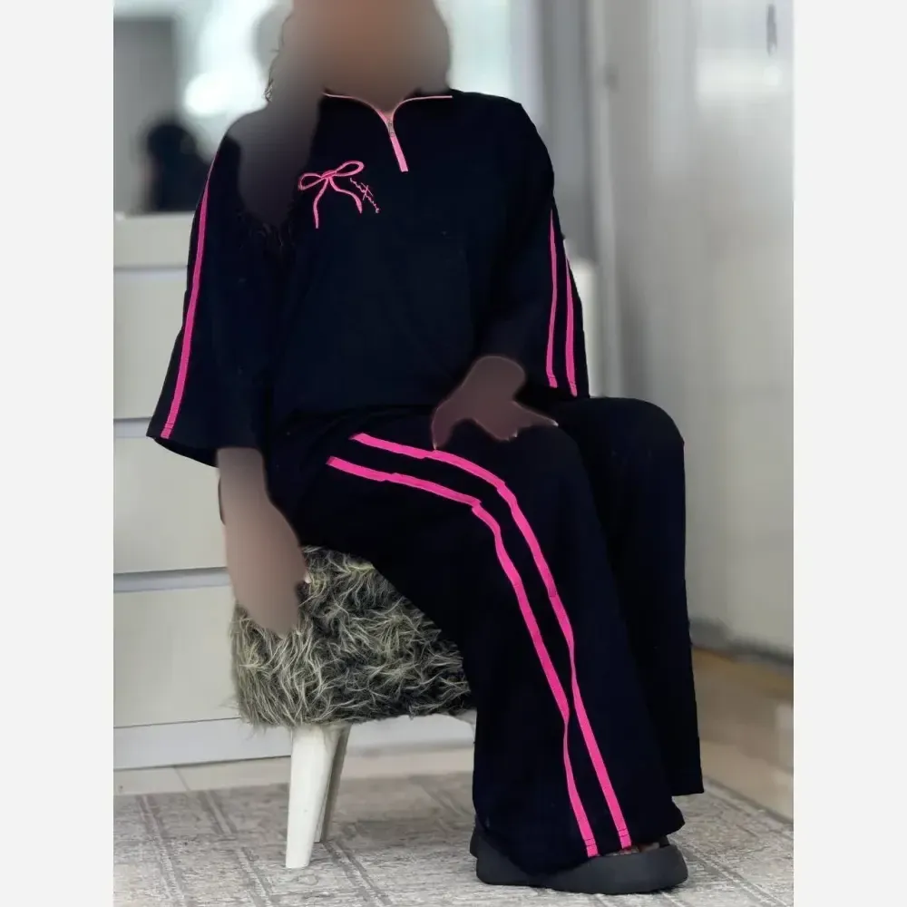 ست زنانه ژاله پنبه گلکسی فری سایز سفید مشکی صورتی مشکی
