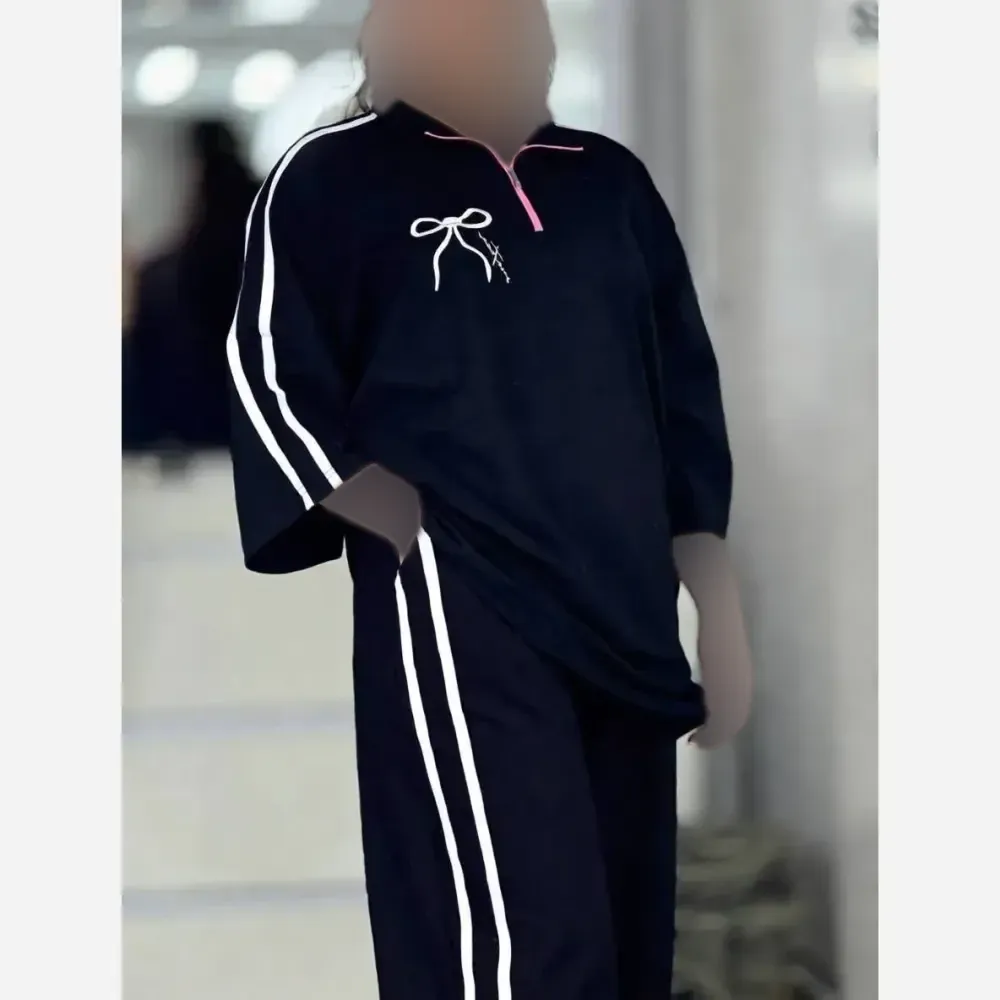 ست زنانه ژاله پنبه گلکسی فری سایز سفید مشکی صورتی مشکی