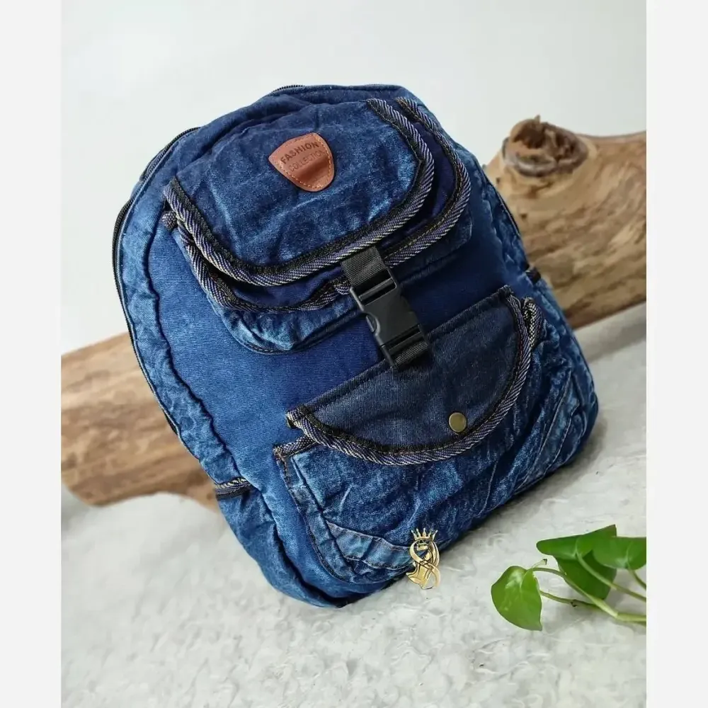 کوله پشتی جین مدل یکتا ابعاد 40 در 30 رنگ آبی