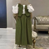 ست سه تیکه شومیز داکرون و جلیقه و دامن شانتون مدل ژینا سایز 38 تا 46