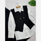 ست سه تیکه شومیز داکرون و جلیقه و دامن شانتون مدل ژینا سایز 38 تا 46