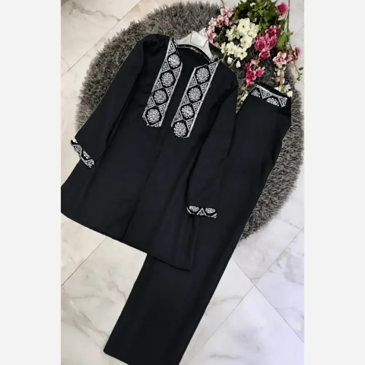کت شلوار زنانه پرشین مکانیک رنگ نقره ای سایز فری 36 تا 46