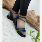 صندل طبی زنانه مدل نرگس رویه چرم صنعتی رنگ مشکی