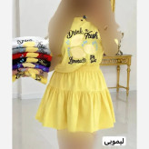 ست کراپ و دامن نخی پنبه درجه یک فری سایز