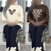 ست تیشرت و شلوار پنبهای بلوبری فری سایز