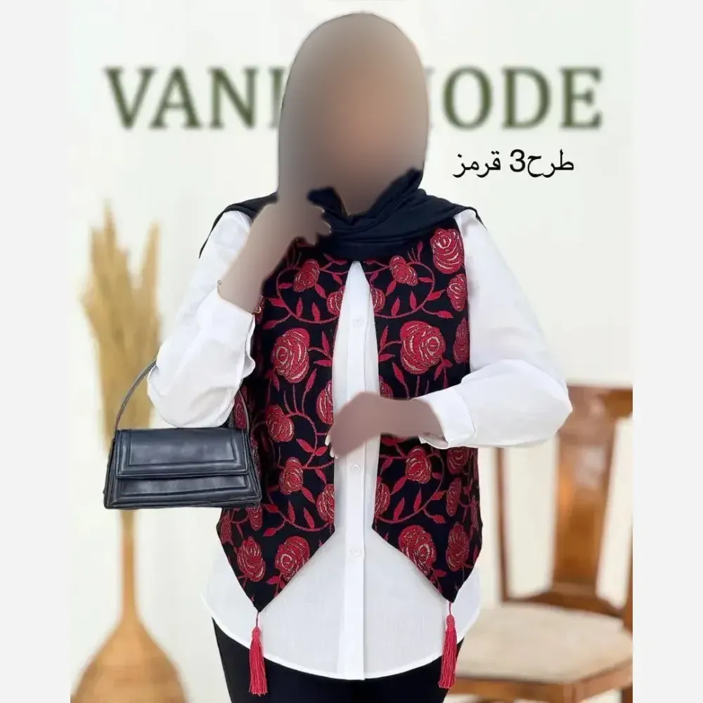 ژیله گلبهار جنس تافته سوزن دوزی فری سایز