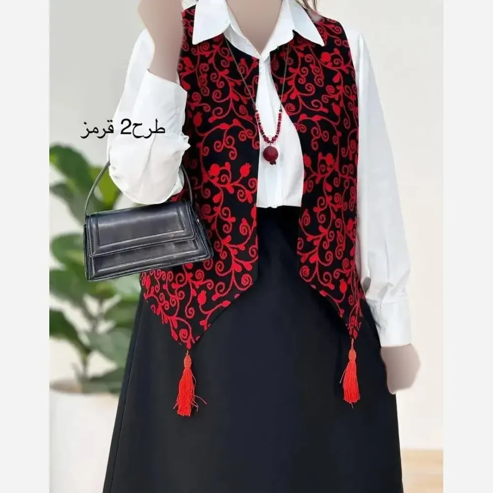 ژیله گلبهار جنس تافته سوزن دوزی فری سایز