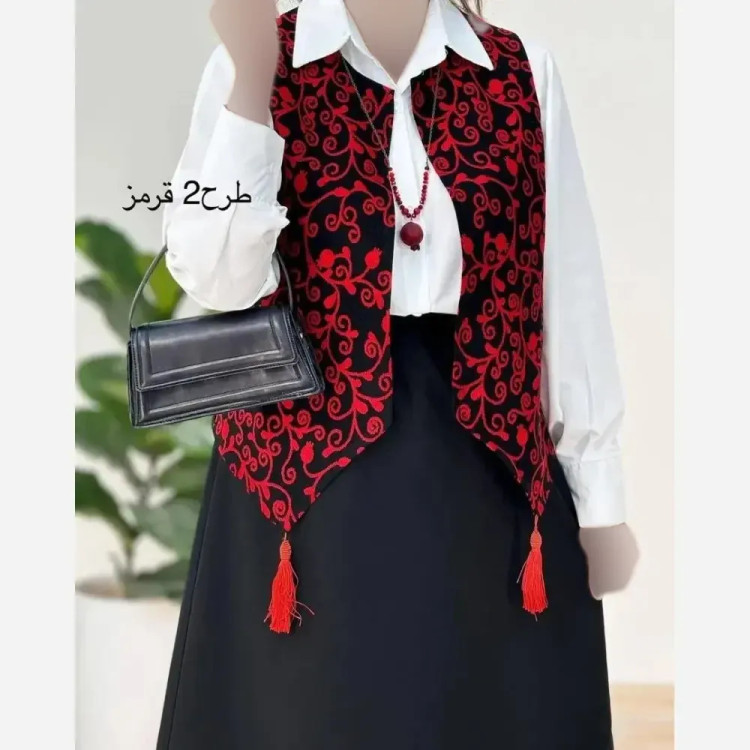 ژیله گلبهار جنس تافته سوزن دوزی فری سایز