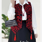 ژیله گلبهار جنس تافته سوزن دوزی فری سایز