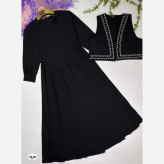 ست دو تیکه پیراهن جلیقه نگین پرسی گلدوزی شده زنانه سایز 40 تا 48