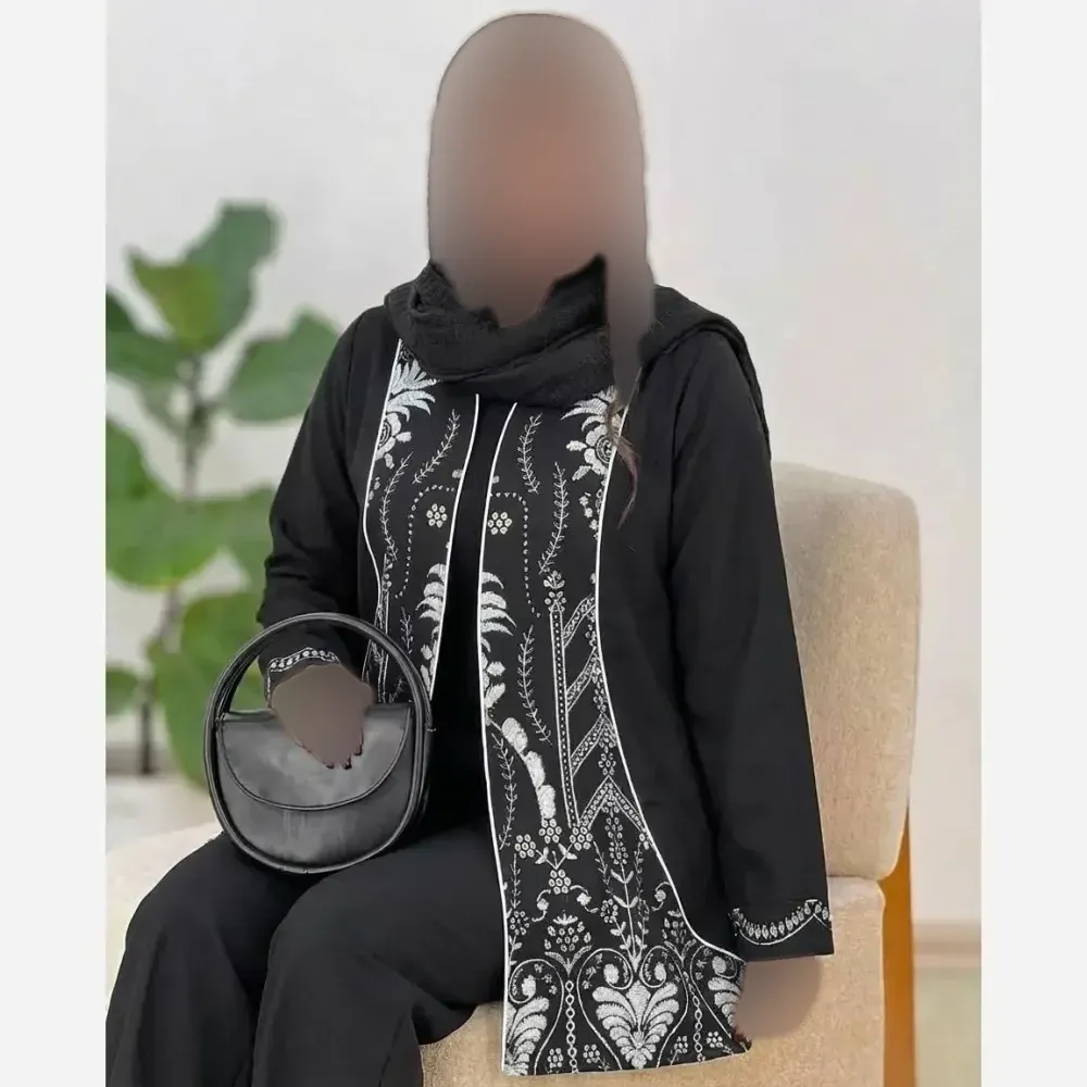 کت و شلوار زنانه ماهنا کرپ اندونزی خرجکار تافته فری سایز سفید سبز