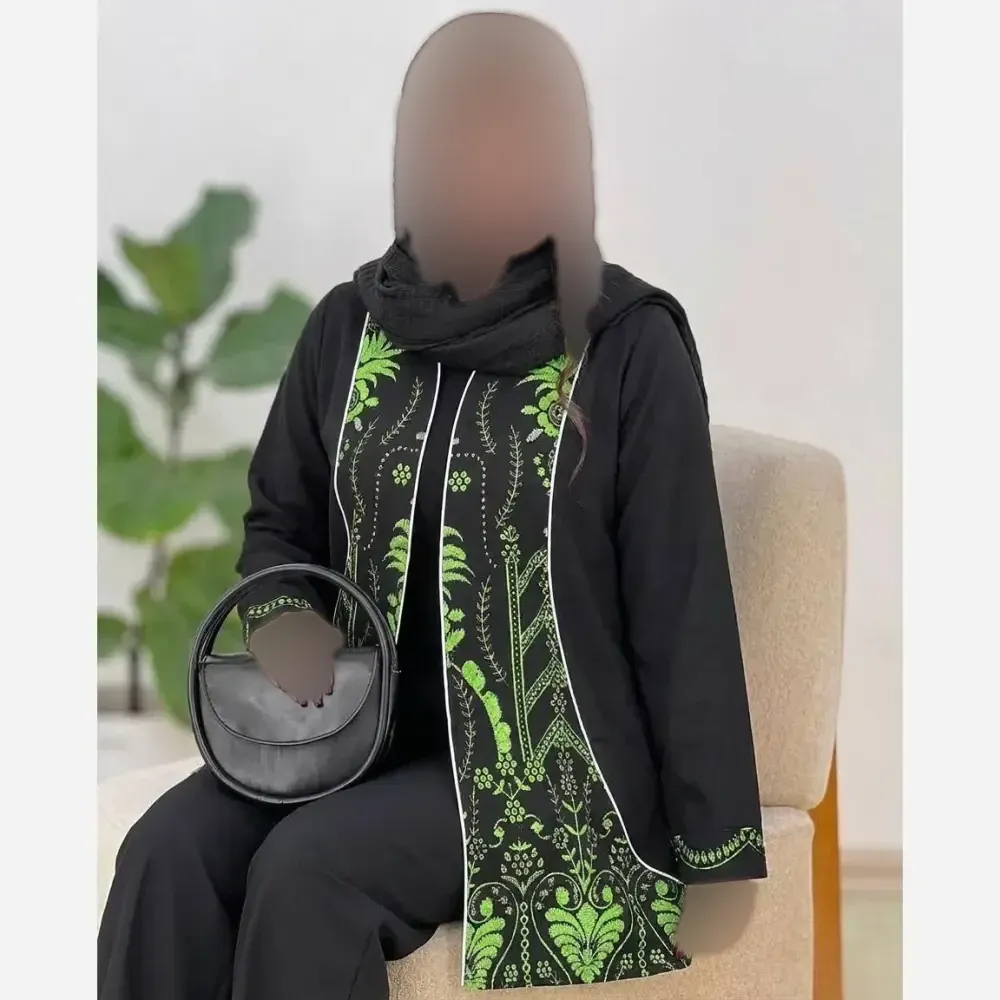 کت و شلوار زنانه ماهنا کرپ اندونزی خرجکار تافته فری سایز سفید سبز