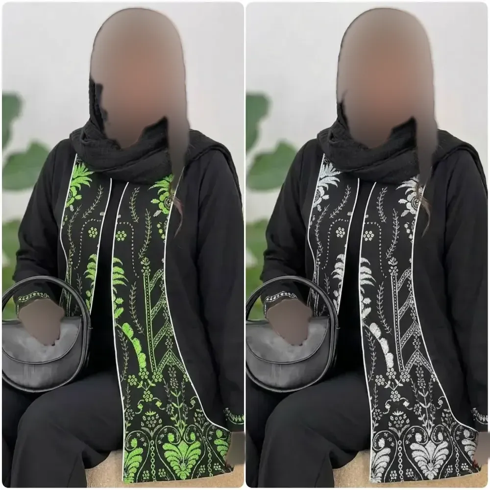 کت و شلوار زنانه ماهنا کرپ اندونزی خرجکار تافته فری سایز سفید سبز
