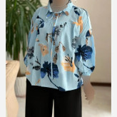 شومیز عروسکی گلدار لنین ایتالیایی درجه یک سایز فری فري 38 تا 50