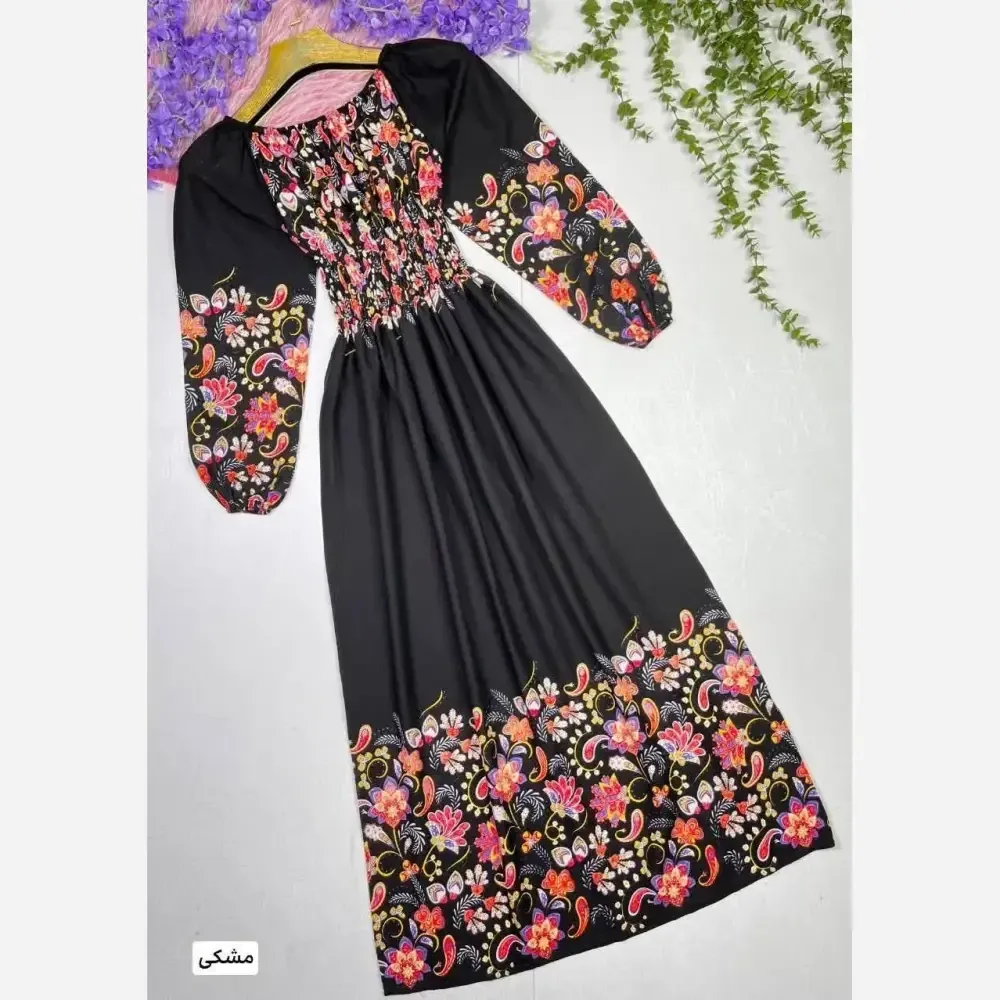 پیراهن ساحلی زنانه نخ ایرانی مشکی و سرمه ای سایز 38 تا 50