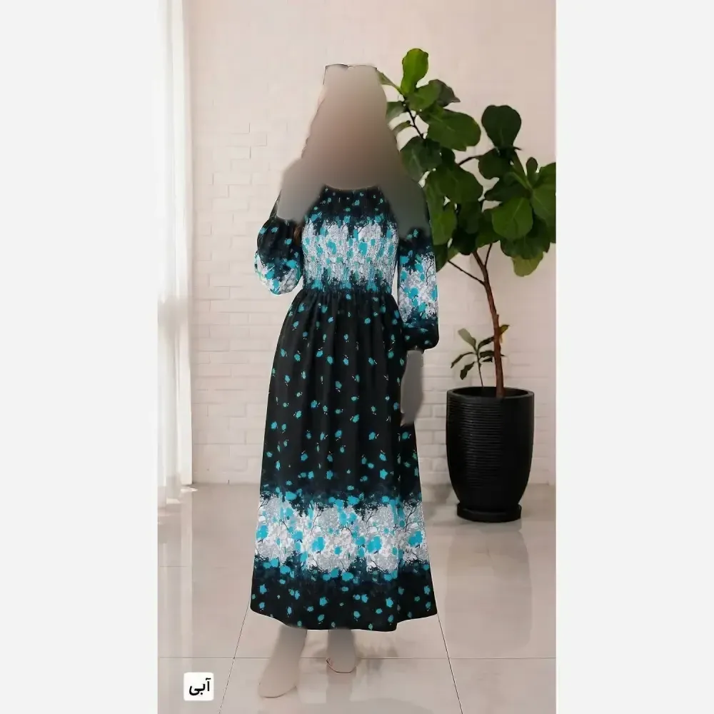 پیراهن ساحلی زنانه نخ ایرانی طرح سحر سایز 38 تا 50 رنگ آبی و نارنجی