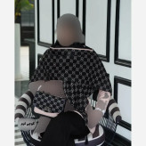 ست کیف و روسری زنانه مخمل و چرم صنعتی نخی منگوله دار طرح فلور
