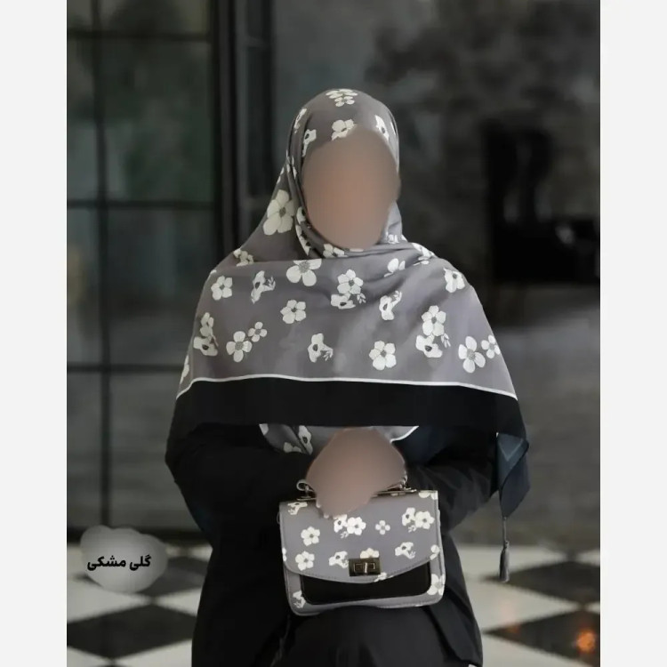 ست کیف و روسری زنانه مخمل و چرم صنعتی نخی منگوله دار طرح فلور