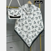ست کیف و روسری پاپیونی مخمل و چرم صنعتی نخی منگوله دار