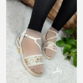 صندل طبی زنانه مدل اسنات چرم صنعتی زیره PU پاشنه دو سانت
