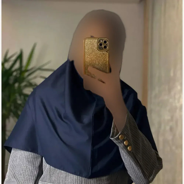 مقنعه تل دار ویسکوز درجه یک قد 90 رنگ سورمهایتلمشکی فری سایز