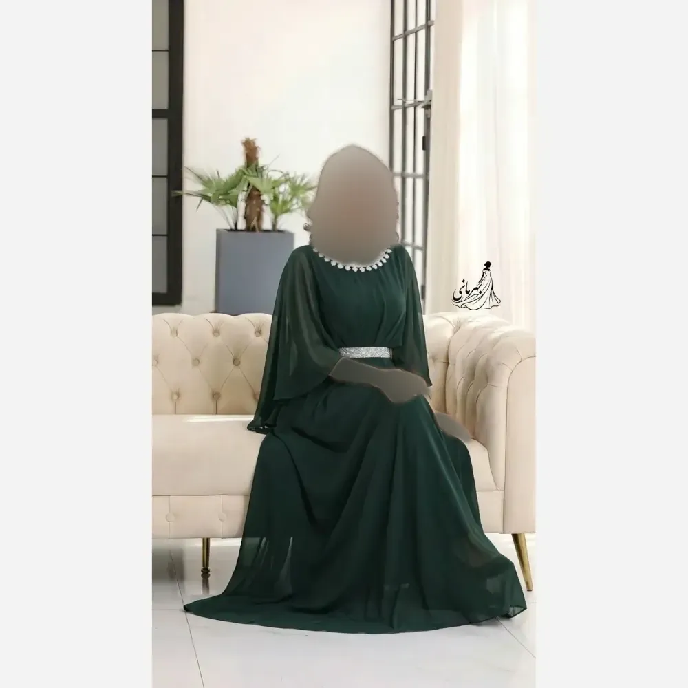 پیراهن زنانه سایز بزرگ کرپ حریر کاپدار مدل خورشید