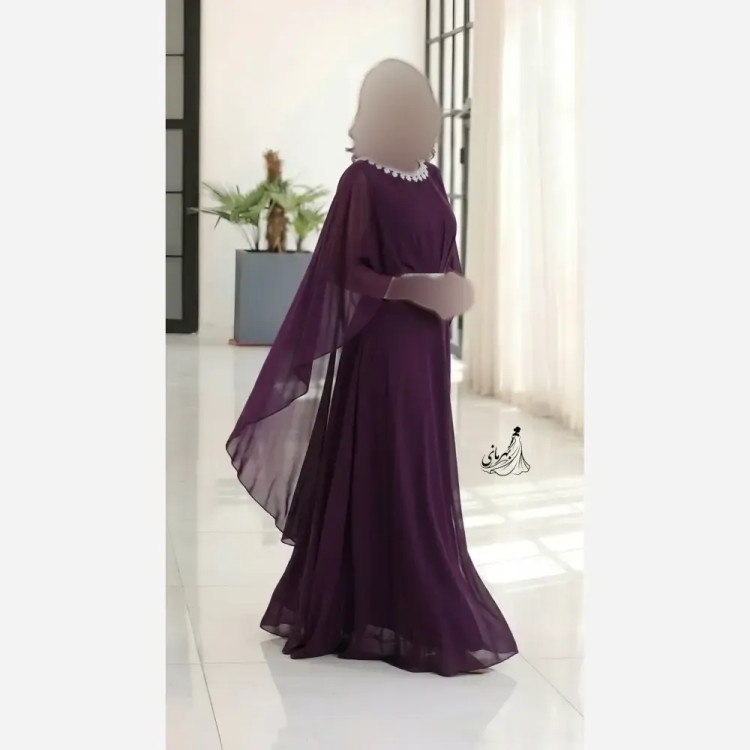 پیراهن زنانه سایز بزرگ کرپ حریر کاپدار مدل خورشید