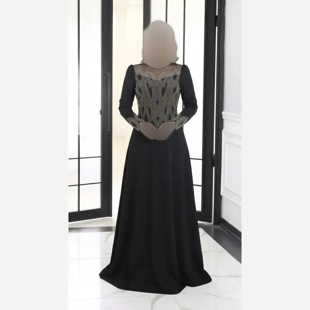 ماکسی مجلسی زنانه مدل حنا جنس مازراتی درجه یک رنگ مشکی سایز بزرگ