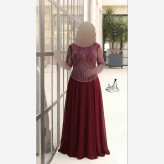 ماکسی حریر سایز بزرگ کاپدار نگین دار و مروارید دوزی شده سایز 46 تا 60