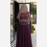 ماکسی حریر سایز بزرگ کاپدار نگین دار و مروارید دوزی شده سایز 46 تا 60