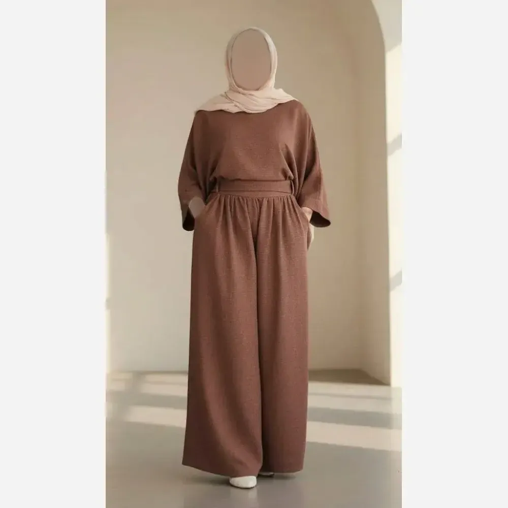 ست شومیز و شلوار زنانه جنس شانتون طرح کاشی فری سایز