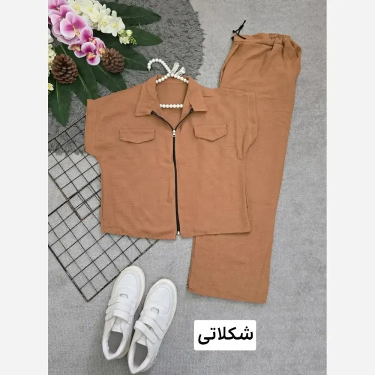 ست لباس زنانه بامبر و شلوار لنین نچرال فری سایز