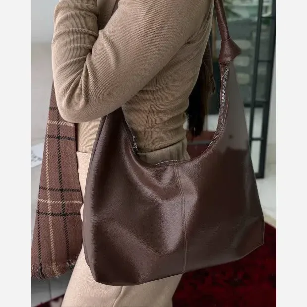 کیف چرم بند گره ای زنانه مشکی موکا سبک جادار با کیفیت 30*40 سانت