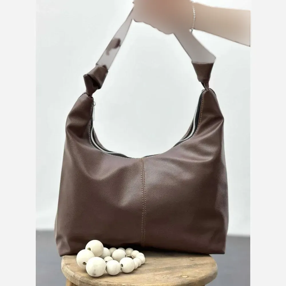 کیف چرم بند گره ای زنانه مشکی موکا سبک جادار با کیفیت 30*40 سانت